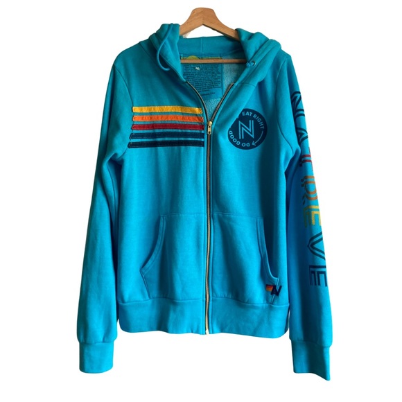 Aviator Nation Tops - Aviator Nation Sz L Pacific Blue Hoodie Sweatshirt Eat Right Do Good Natreve
